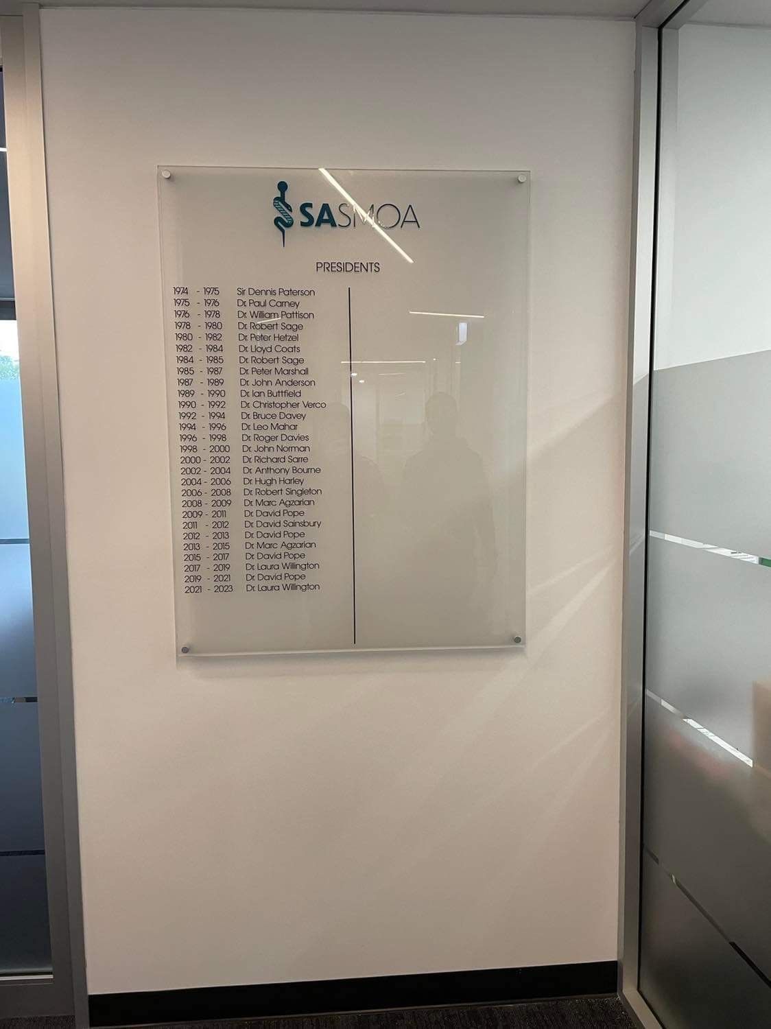 Honour Board SASMOA Presidents