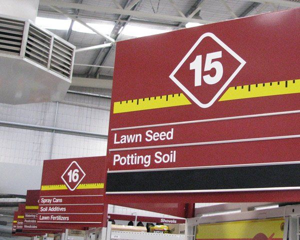 red directory signage