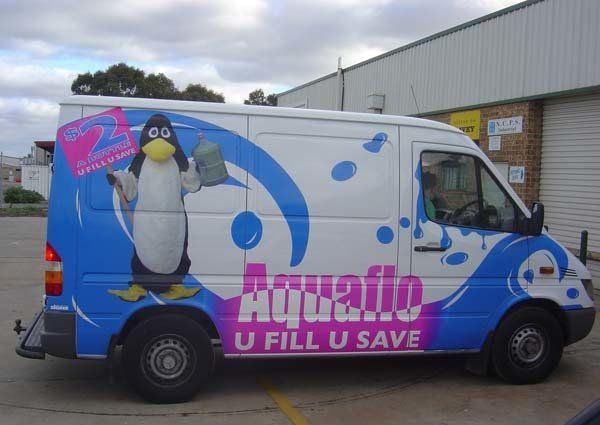 aqua life van vinyl lettering