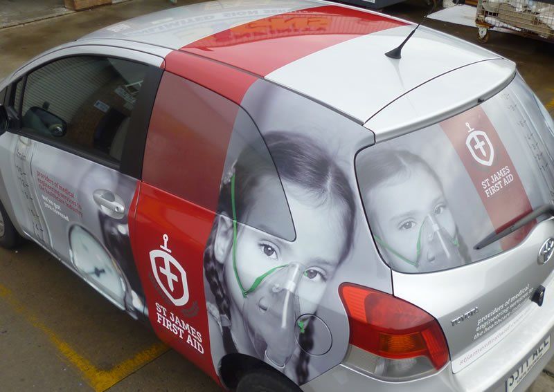 small car with wrap